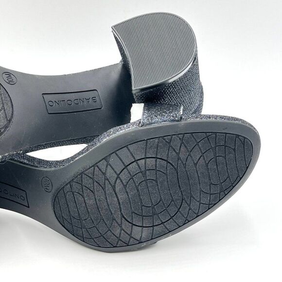 Bandolino Size 10 Blue Black Sparkle Fabric Block Heel Dress Sandals Shoes - Picture 11 of 13